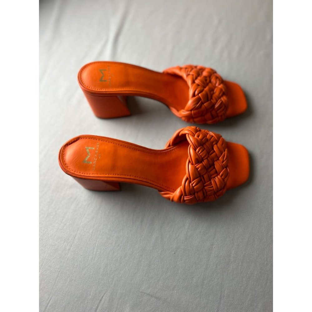 Marc Fisher Nahea Orange Block Heel Sandals Size 5.5